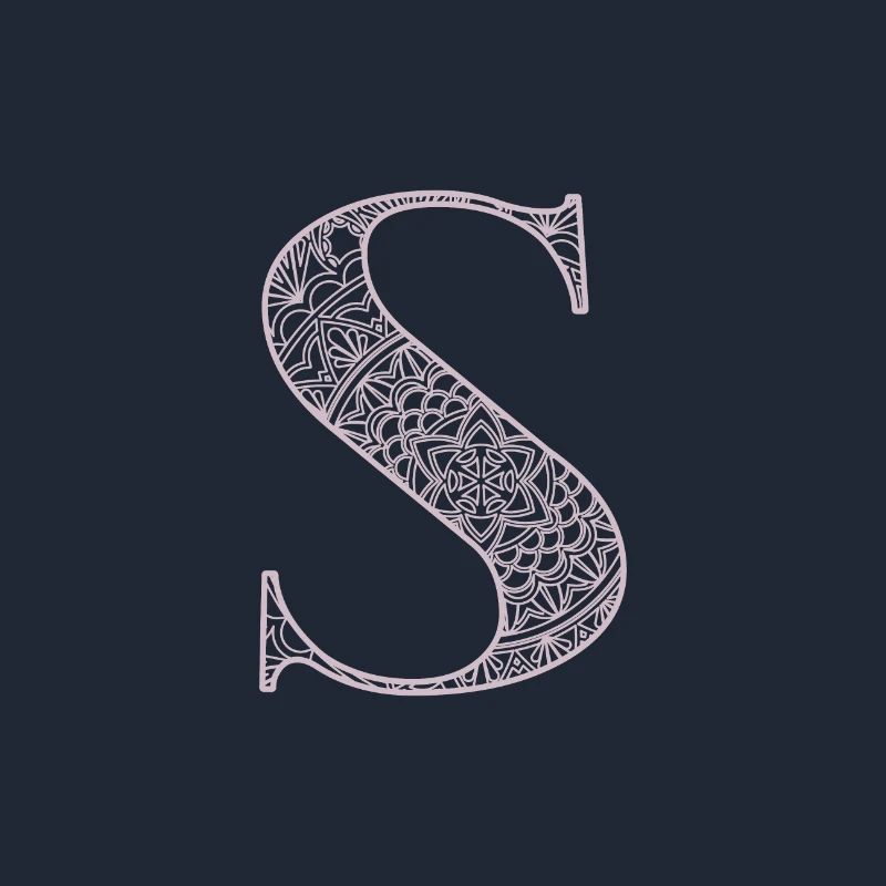 Mandala Monogram Initial in Dusky Pink - Letter S