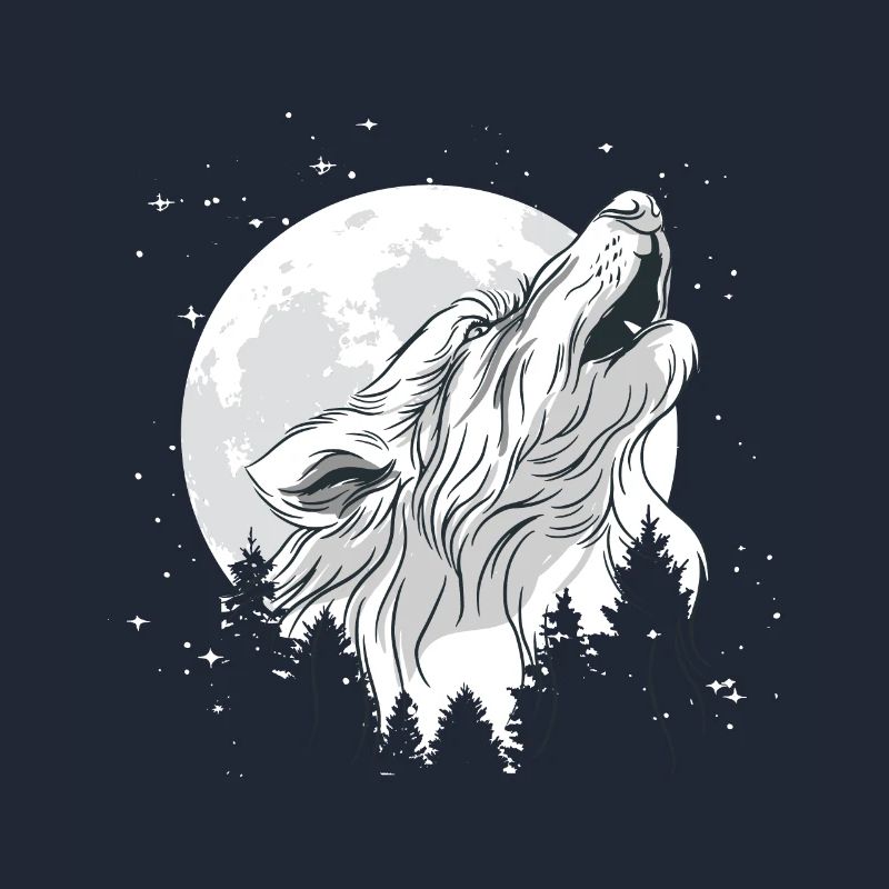 Mond mit einem Wolf