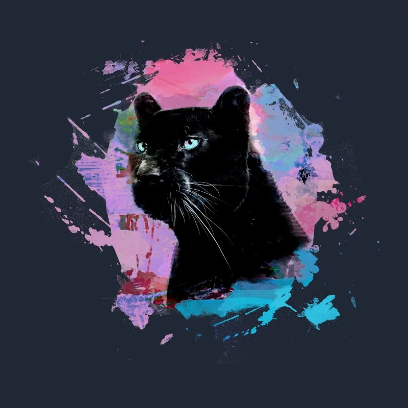 panthère, guépard, léopard, noir, coloré, graffiti