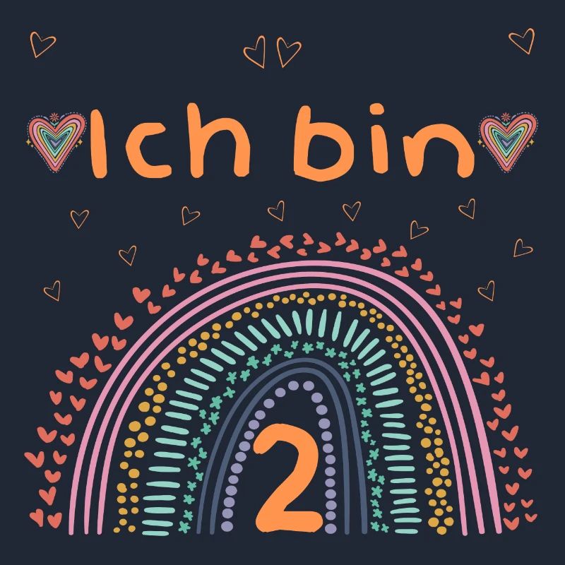 Kindergeburtstag Ich bin 2, Regenbogen Herz