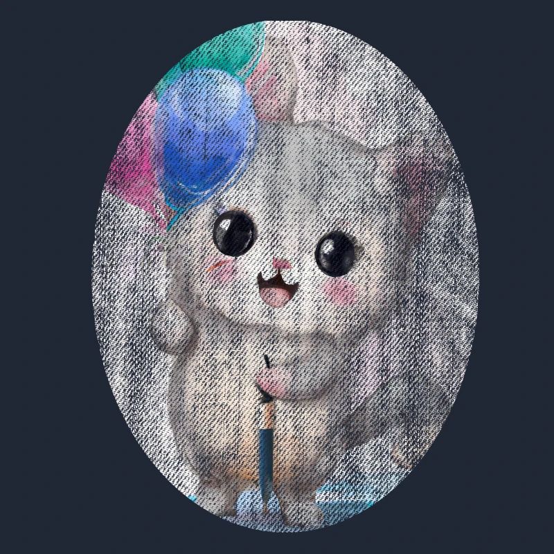 Kätzchen Katze mit Luftballon Gemälde