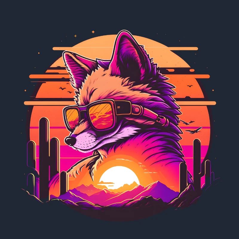 Synthwave Fox Sunset
