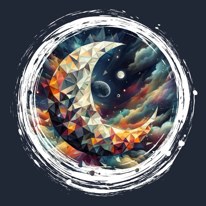 Moon Vector Triangles Space Nebula