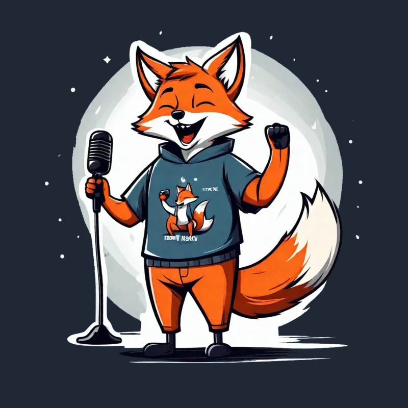 Singing fox singer with microphone