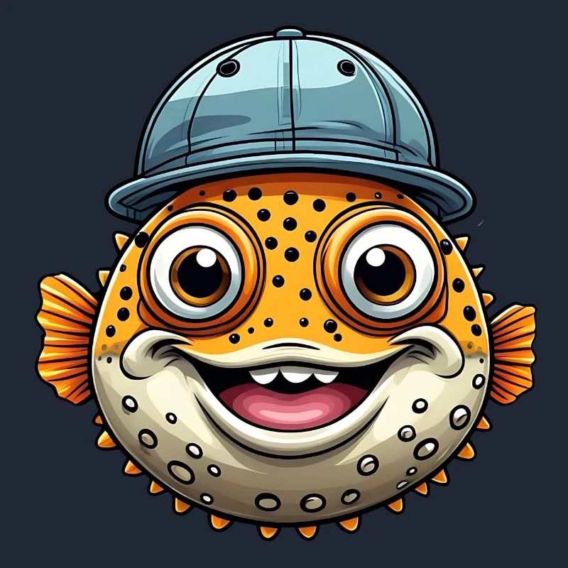 Cooler Kugelfisch mit Basecap