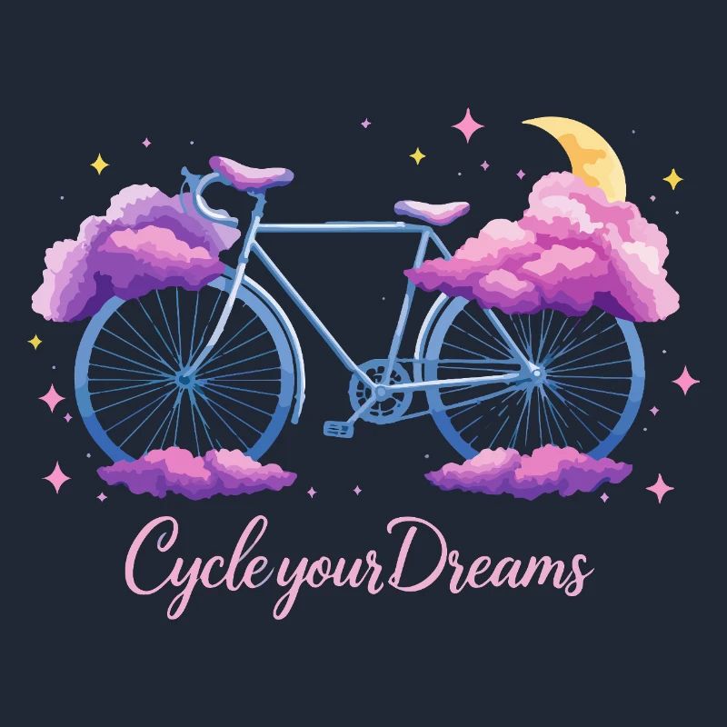 “Cycle Your Dreams” Cloud Bicycle Design with Moon