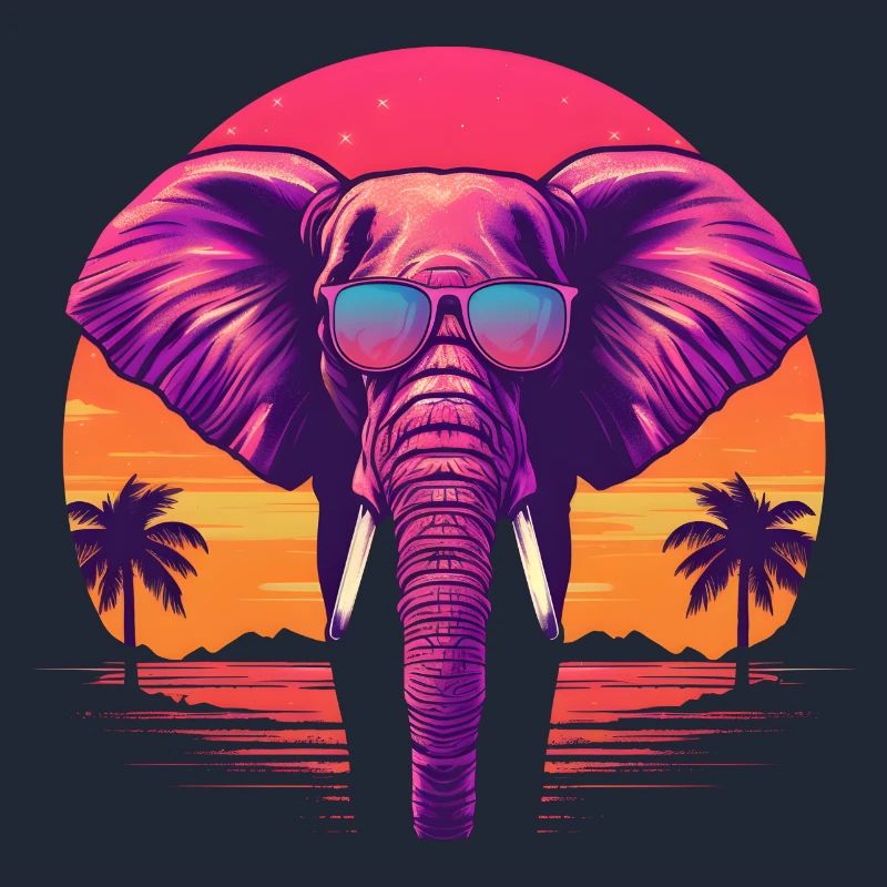 Synthwave Elephant Sunset