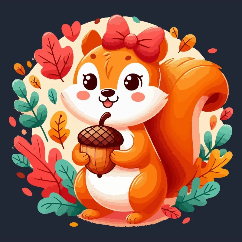 Süßes Eichhörnchen mit Eichel