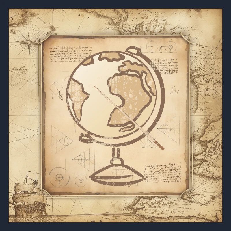 Geography - Globe & Pointer / Old World Map