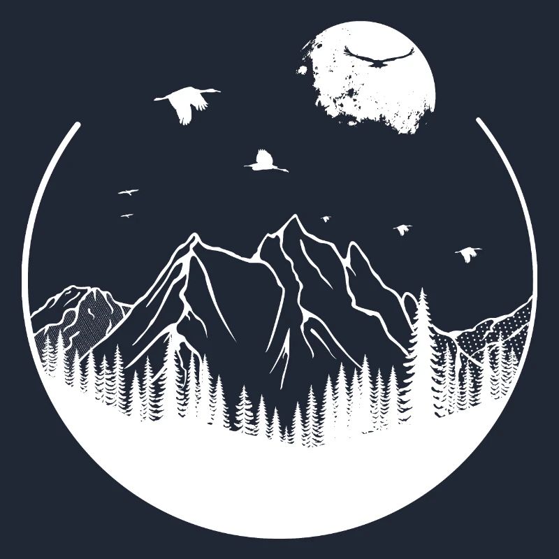 Geometric shape tree mountains