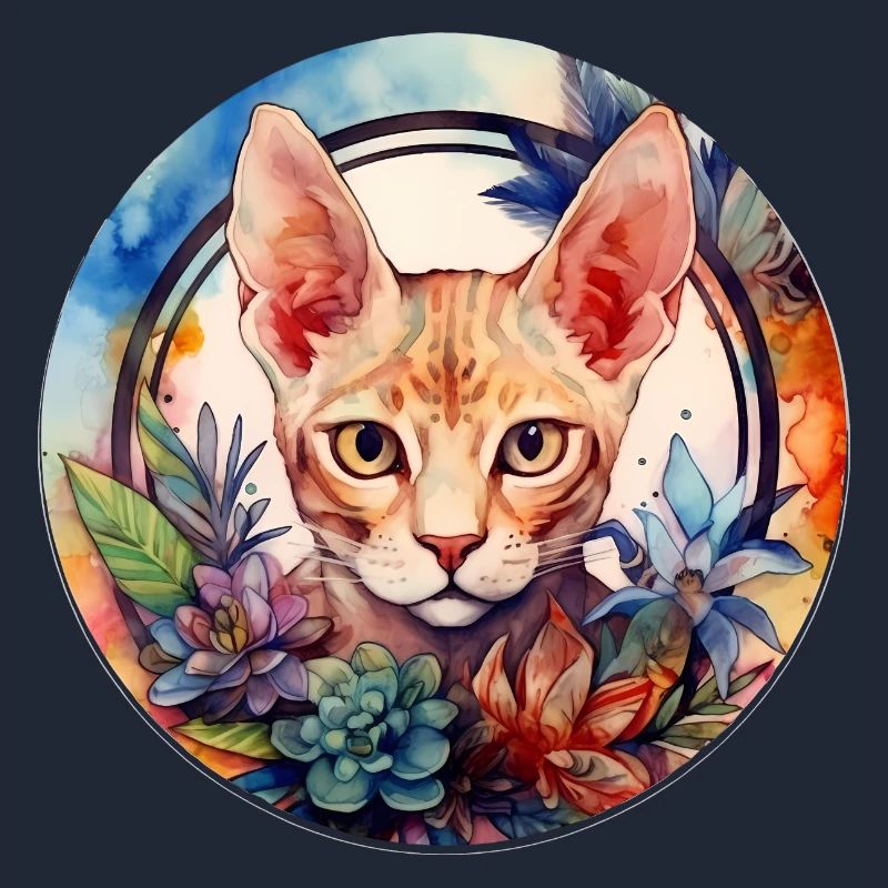 Devon Rex Cat Boho Style, Love Cats