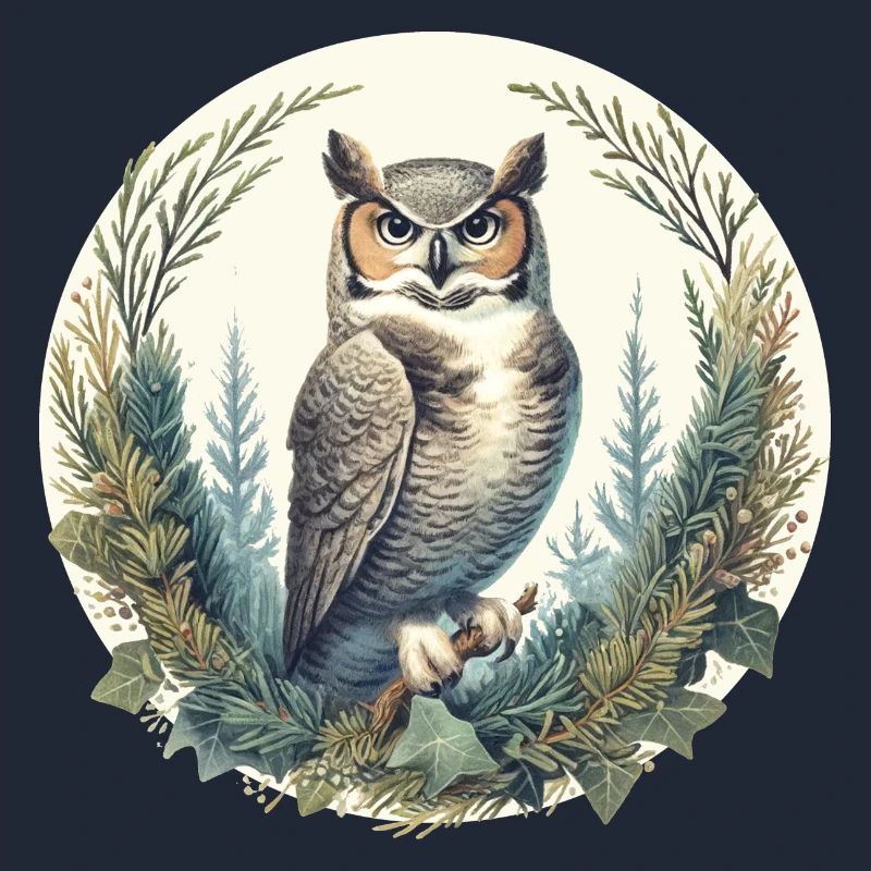Great Horned Owl Juniper Tree