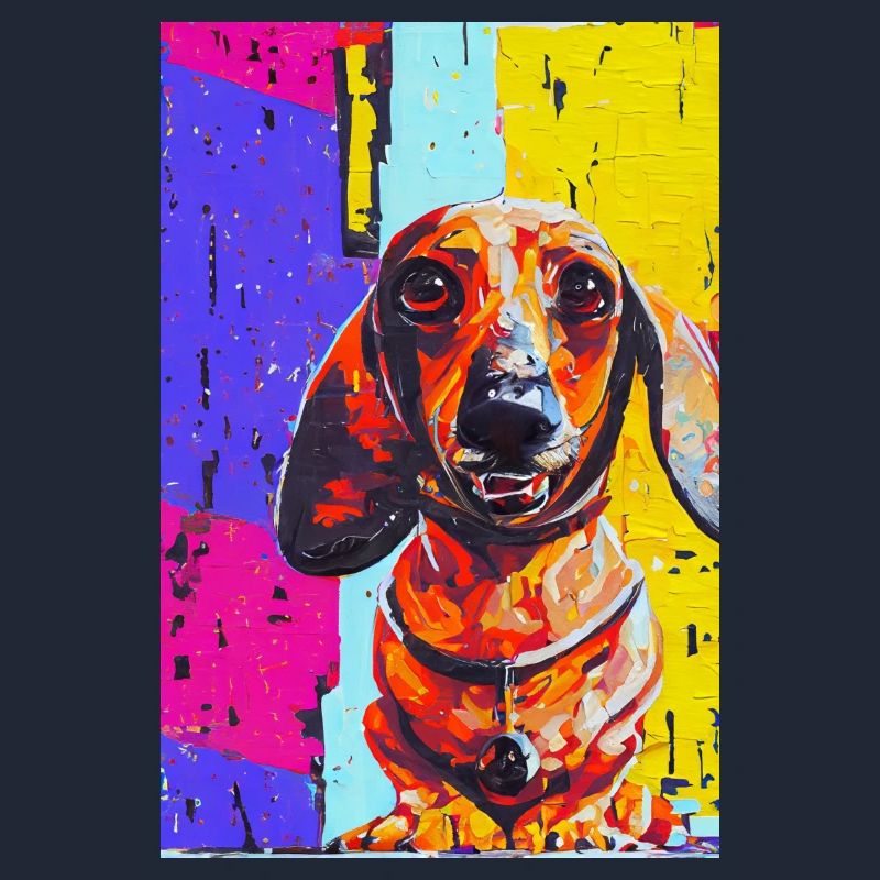 Impression pop art moderne | Teckel avec graffiti coloré