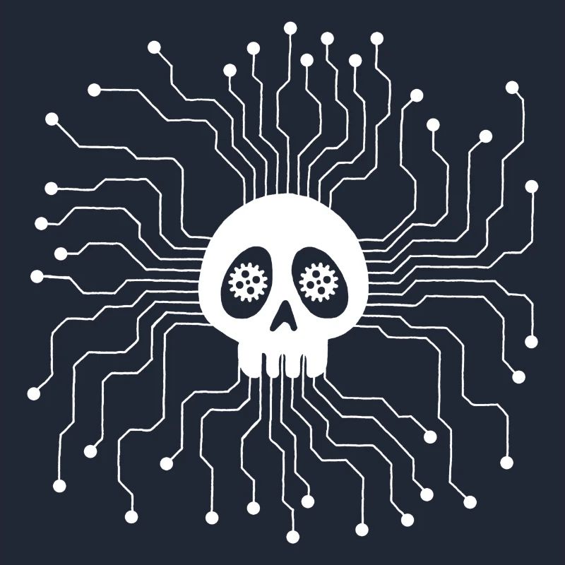 White Microprocessor Skull