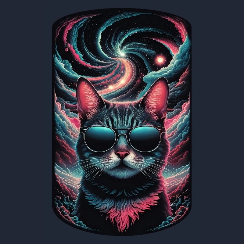 chat dans l'espace - chaton avec lunette de soleil