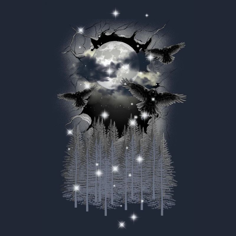 Halloween Forest Crows Ravens Mystical Moon