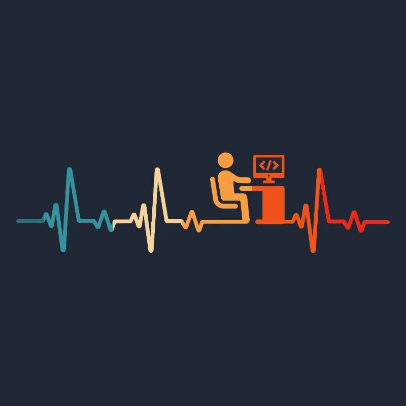 Programmeur Retro Heartbeat Code Informaticien