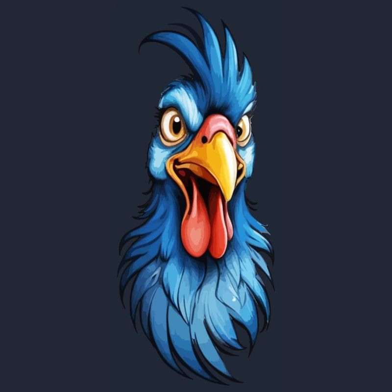 A blue-feathered rooster
