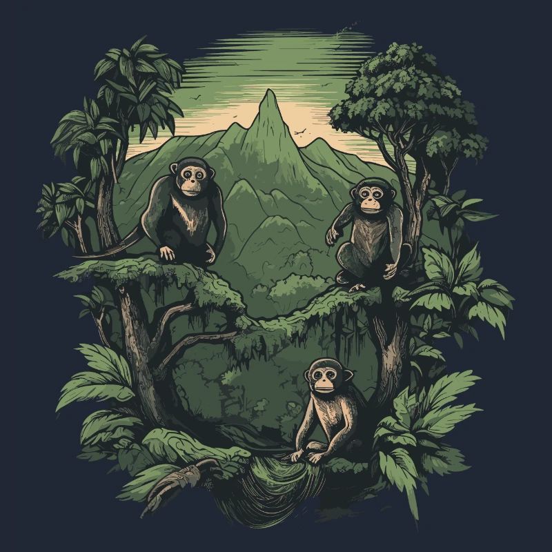 Monkey Monkey Jungle Nature Palm Trees Monkey Mountains Forest