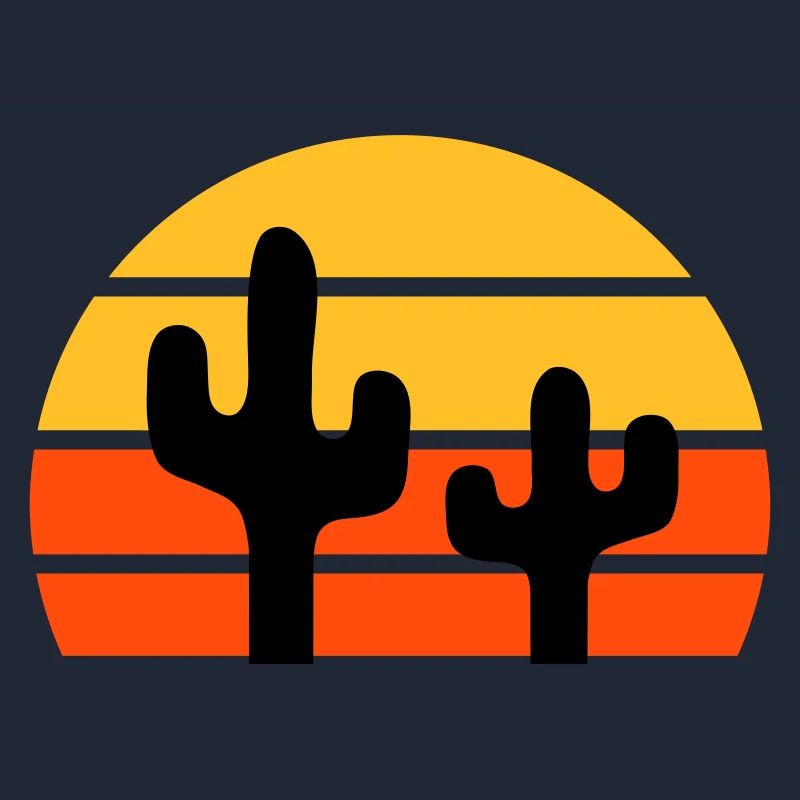 Deux cactus devant un demi-soleil