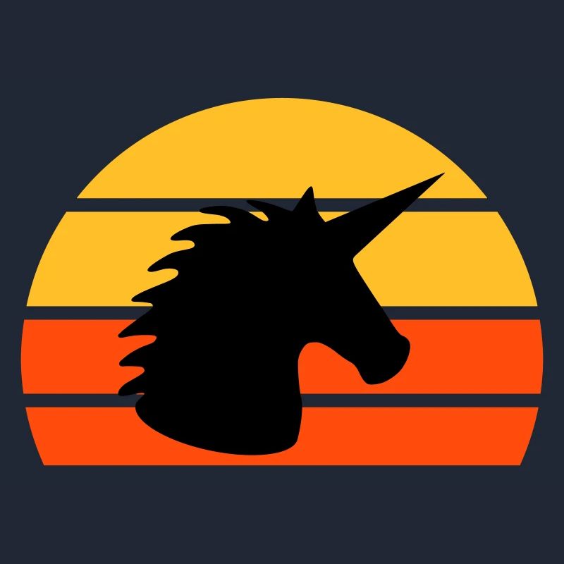 Licorne devant un demi-soleil