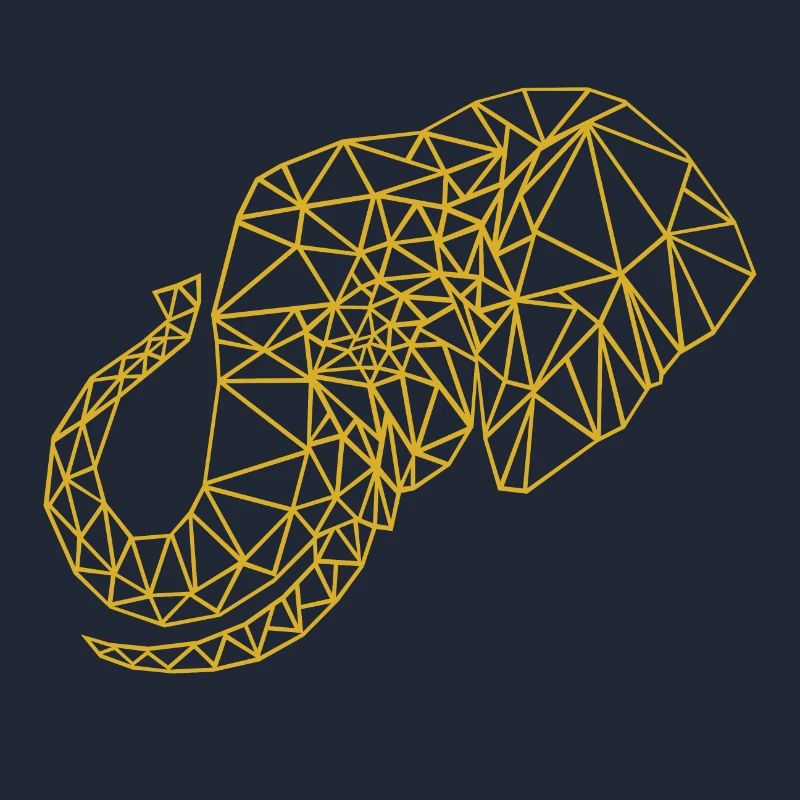 Low Poly Art Eléphant Or - Idée cadeau