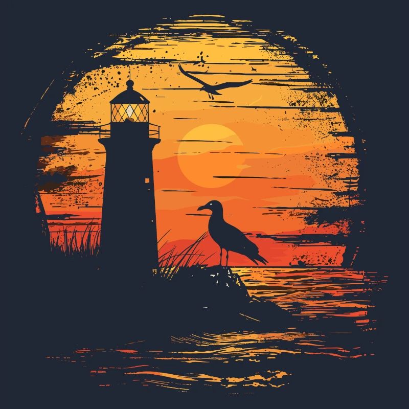 Möwe Seevogel Leuchtturm Sunset