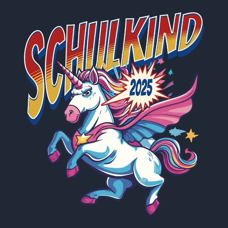 Schulkind 2025 Einhorn Superheld Einschulung