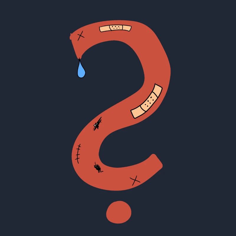 Question mark scars sad plaster