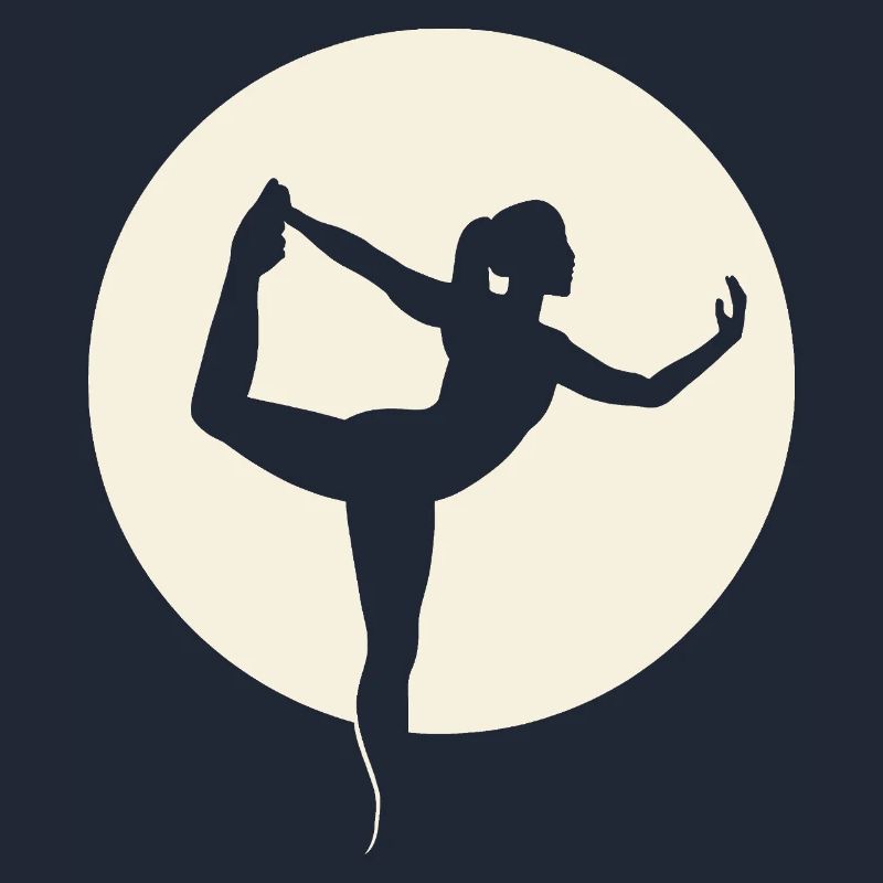 Posture de danseuse de silhouette de yoga devant la lune