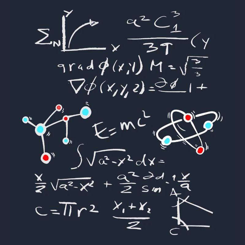 Physics Math Formula with Atoms and Molecules
