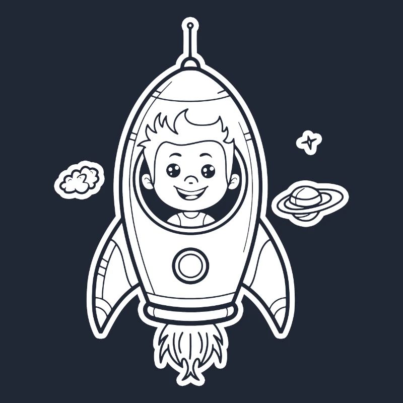Garçon astronaute dans une fusée dans l’espace