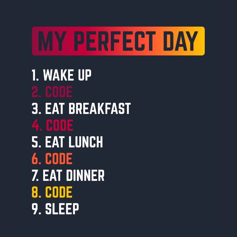 My Perfect Day Wake Up Code Software Developer Pro