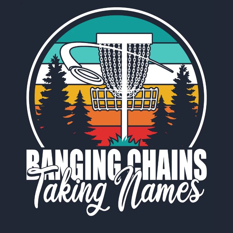 Retro Sunset Banging Chains Taking Names Disc Golf