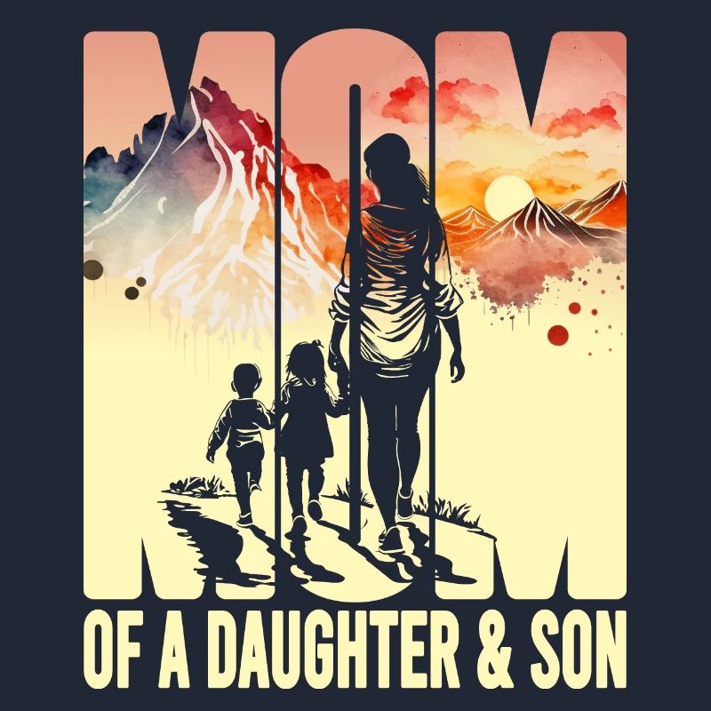 Mutter mit Tochter Sohn Muttertag Berge Mama Kind
