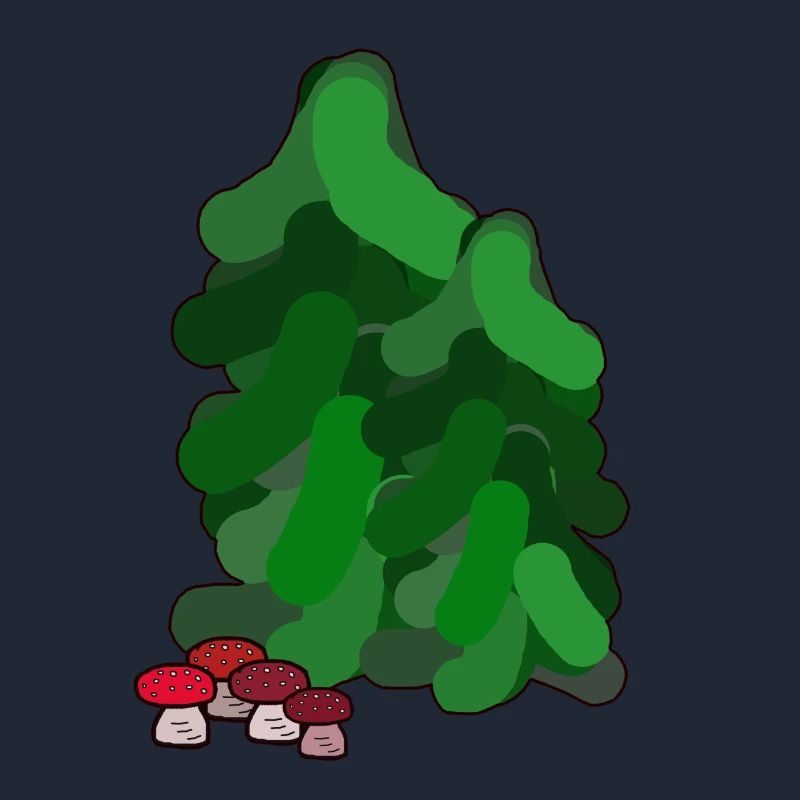 October Autumn Forest Fir Trees Toadstools Mushrooms
