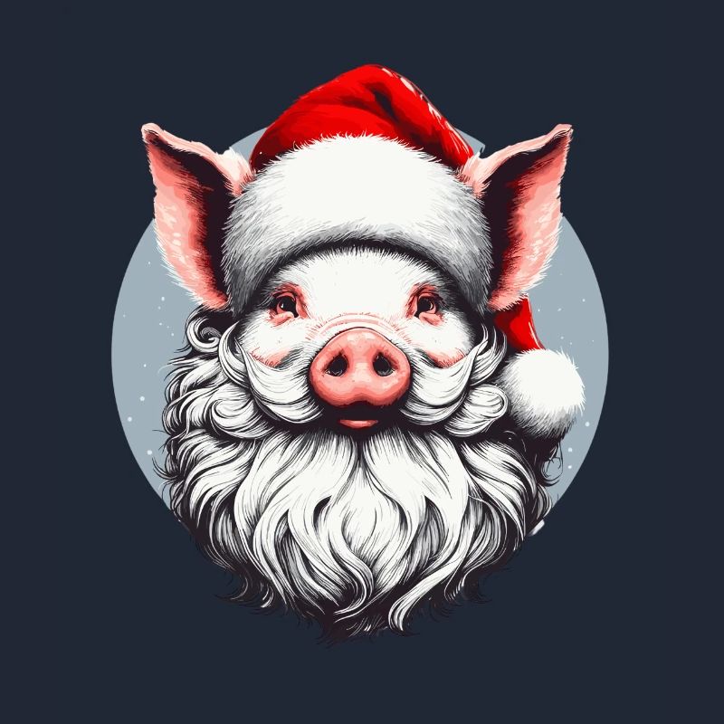 Conception de pull de Noël : Cochon comme Père Noël - Noël