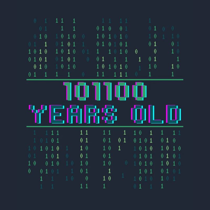 44th Birthday 44 Years Old Binary Code Coder