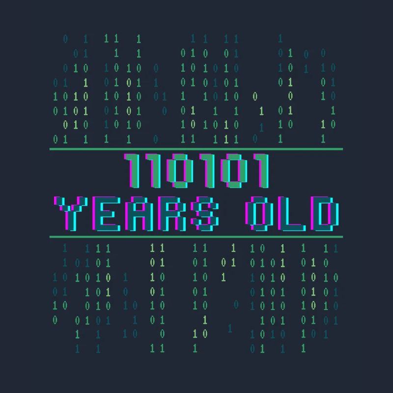 53rd Birthday 53 years old Binary Code Coder