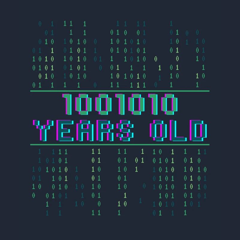 74th Birthday 74 Years Old Binary Code Coder