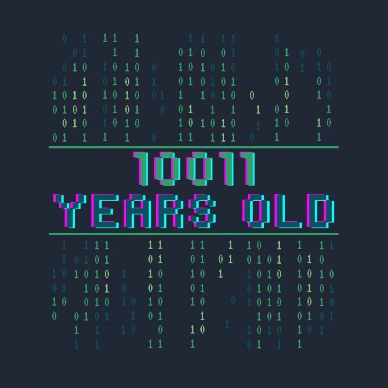 19th birthday 19 years old Binary Code Computer Science