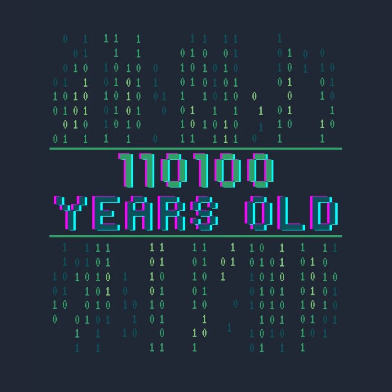 52nd Birthday 52 years old Binary Code Computer Science