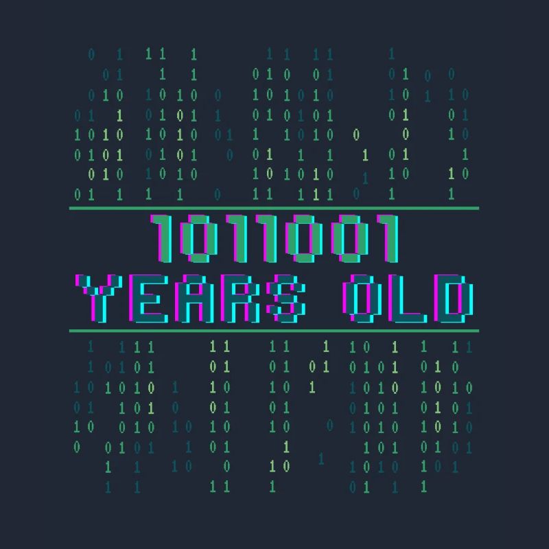 89th Birthday 89 years old Binary Code Computer Science