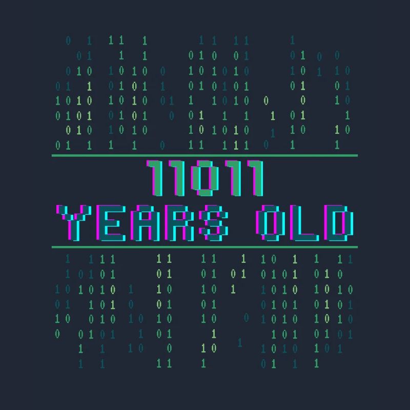 27th Birthday 27 years old Binary Code Computer Science