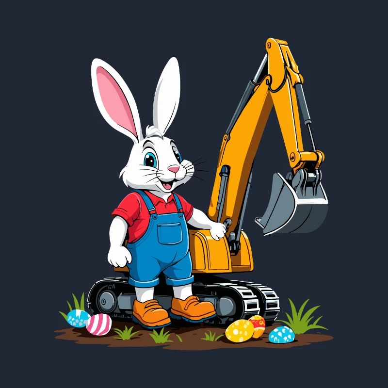 Easter Bunny Excavator Driver Easter Eggs Digging Funny