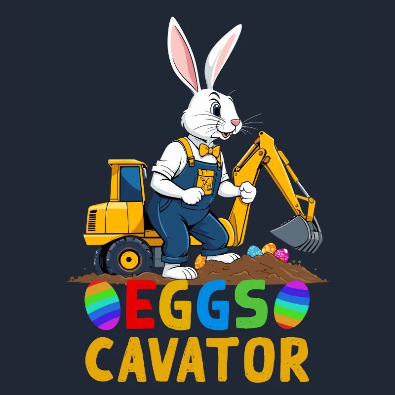 Funny Easter Saying Easter Bunny Excavator Driver