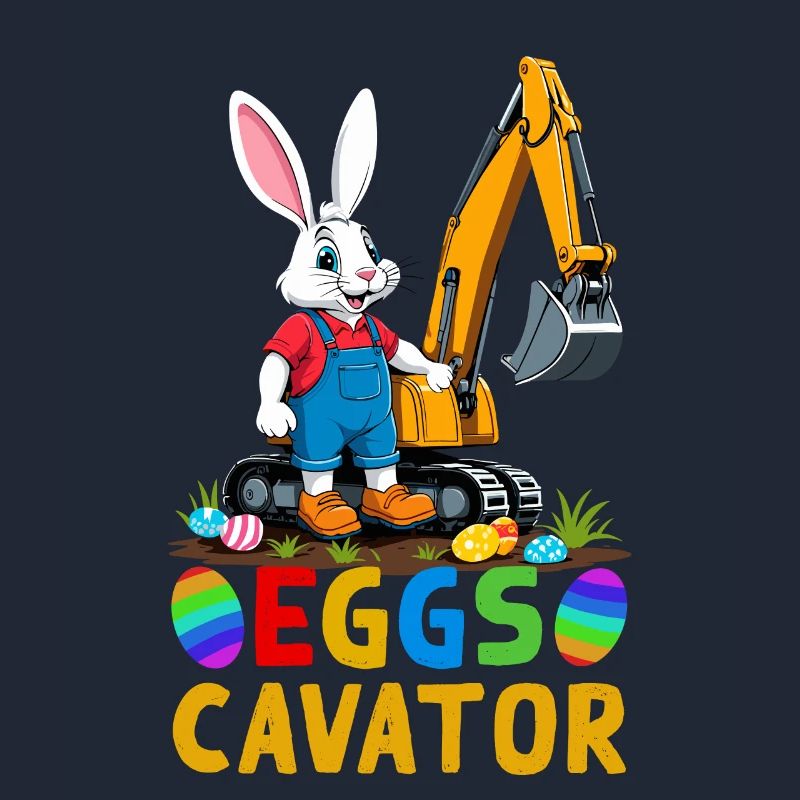 Funny Easter Saying Easter Bunny Excavator Driver