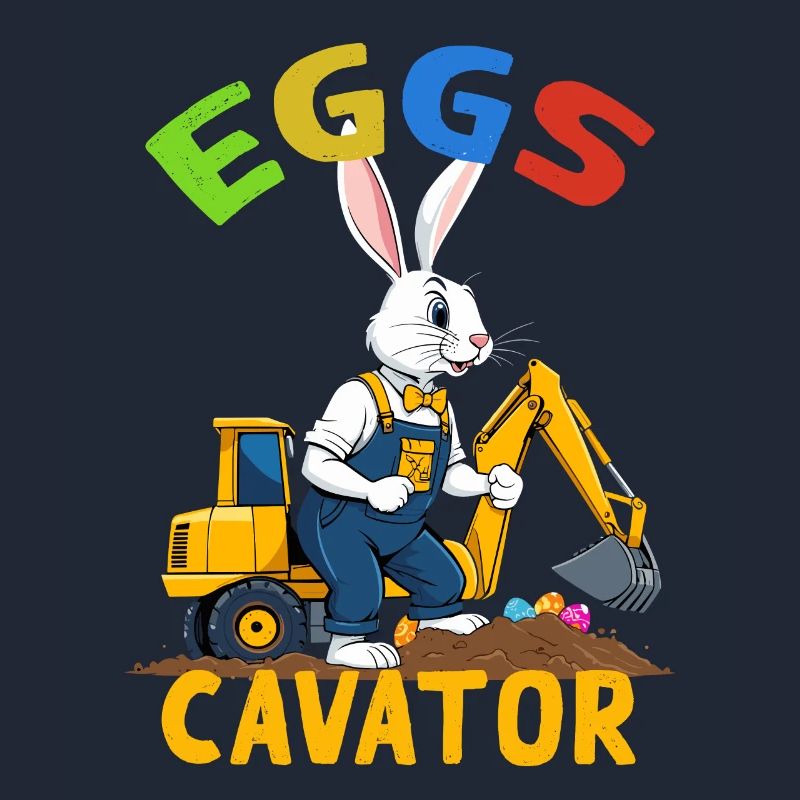 Funny Easter Saying Easter Bunny Excavator Driver