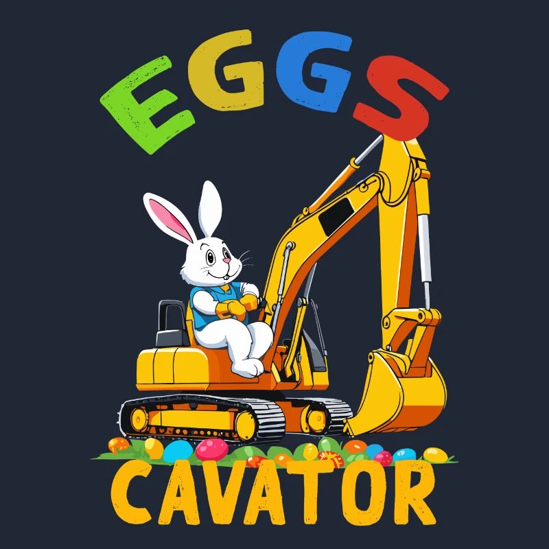 Funny Easter Saying Easter Bunny Excavator Driver