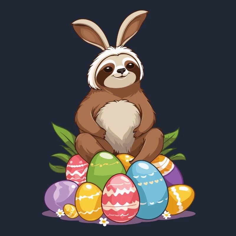 Funny Sloth Easter Bunny Iconic Easter